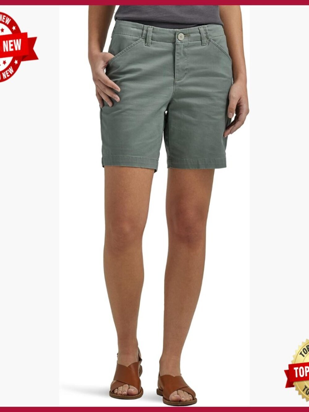 Mid Rise Cotton Spandex Chino Walkshort with Pockets 7" Inseam